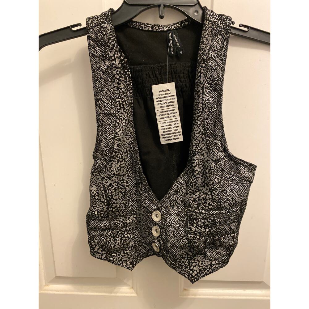 Brand New Highway Jeans Women's Size Small Black White Vest Jacket